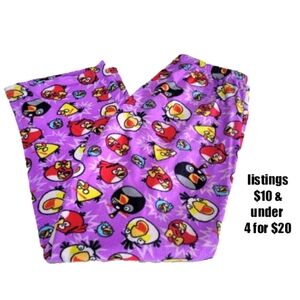 Vantage Angry Birds Fleece Pajama Pants Size Small Pj's Sleepwear Loungewear